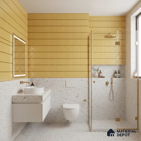 Faux Subway Wall Tile TL 04691 D Vertiline Kitkat Solara Charlotte Beige 2 ft x 1 ft Ceramic Glossy Finish - 9 mm | Suitable For Kitchen, Bathroom Walls and Backsplashes | Please Expect a Slight Variation of Pattern