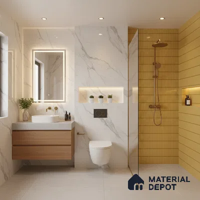 Faux Subway Wall Tile TL 04691 D Vertiline Kitkat Solara Charlotte Beige 2 ft x 1 ft Ceramic Glossy Finish - 9 mm | Suitable For Kitchen, Bathroom Walls and Backsplashes | Please Expect a Slight Variation of Pattern