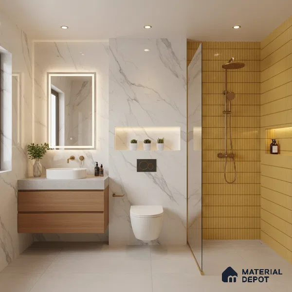 Faux Subway Wall Tile TL 04691 D Vertiline Kitkat Solara Charlotte Beige 2 ft x 1 ft Ceramic Glossy Finish - 9 mm | Suitable For Kitchen, Bathroom Walls and Backsplashes | Please Expect a Slight Variation of Pattern