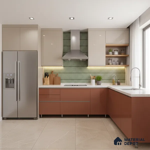 Faux Subway Wall Tile TL 04691 E Vertiline Kitkat Solara Olive Green 2 ft x 1 ft Ceramic Glossy Finish - 9 mm | Suitable For Kitchen, Bathroom Walls and Backsplashes | Please Expect a Slight Variation of Pattern