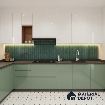 Faux Subway Wall Tile TL 04691 G Vertiline Kitkat Solara Turquoise Blue 2 ft x 1 ft Ceramic Glossy Finish - 9 mm | Suitable For Kitchen, Bathroom Walls and Backsplashes | Please Expect a Slight Variation of Pattern (Sample)