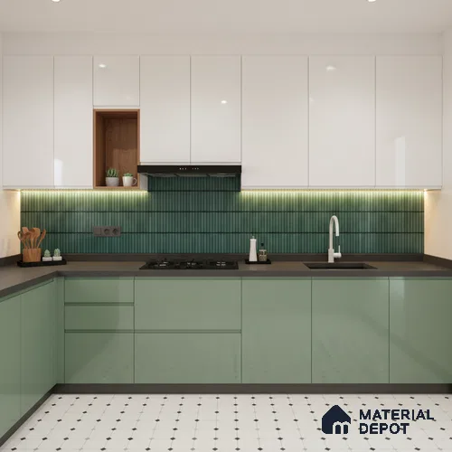 Faux Subway Wall Tile TL 04691 G Vertiline Kitkat Solara Turquoise Blue 2 ft x 1 ft Ceramic Glossy Finish - 9 mm | Suitable For Kitchen, Bathroom Walls and Backsplashes | Please Expect a Slight Variation of Pattern