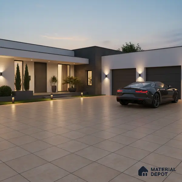 Cement Floor Tile TL 04782 B Earthen Slate Clay Beige 16 x 16 inch Vitrified Anti Skid Matte Finish - 12 mm | Suitable for Parking, Terrace, Balcony, Courtyard | Pattern Alignment May Vary | 2-3 mm Spacer is Mandatory
