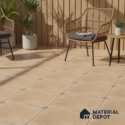 Cement Floor Tile TL 04782 B Earthen Slate Clay Beige 16 x 16 inch Vitrified Anti Skid Matte Finish - 12 mm | Suitable for Parking, Terrace, Balcony, Courtyard | Pattern Alignment May Vary | 2-3 mm Spacer is Mandatory