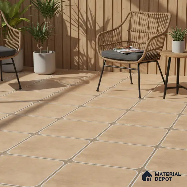 Cement Floor Tile TL 04782 B Earthen Slate Clay Beige 16 x 16 inch Vitrified Anti Skid Matte Finish - 12 mm | Suitable for Parking, Terrace, Balcony, Courtyard | Pattern Alignment May Vary | 2-3 mm Spacer is Mandatory