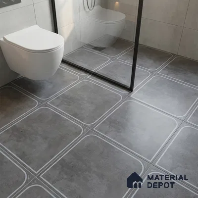 Cement Floor Tile TL 04782 C Earthen Slate Cement Grey 16 x 16 inch Vitrified Anti Skid Matte Finish - 12 mm | Suitable for Parking, Terrace, Balcony, Courtyard | Pattern Alignment May Vary | 2-3 mm Spacer is Mandatory (Sample)