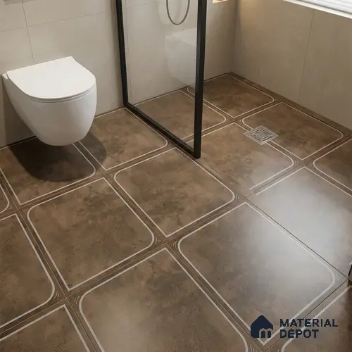 Cement Floor Tile TL 04782 Earthen Slate Bronze Slate 16 x 16 inch Vitrified Anti Skid Matte Finish - 12 mm | Suitable for Parking, Terrace, Balcony, Courtyard | Pattern Alignment May Vary | 2-3 mm Spacer is Mandatory