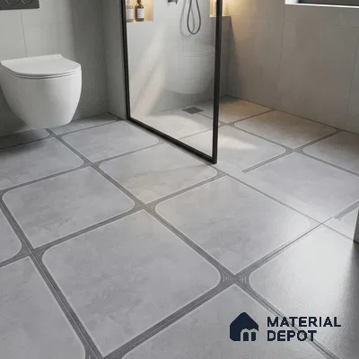 Cement Floor Tile TL 04782 D Earthen Slate Dove Grey 16 x 16 inch Vitrified Anti Skid Matte Finish - 12 mm | Suitable for Parking, Bathroom, Balcony, Courtyard | Pattern Alignment May Vary | 2-3 mm Spacer is Mandatory