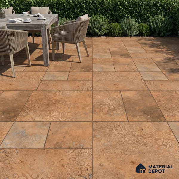 Parking Moroccan Floor Tile TL 04783 B Earthen Slate Sunset Clay 16 x 16 inch Vitrified Anti Skid Matte Finish - 12 mm | Suitable for Parking, Terrace, Balcony, Courtyard | Pattern Alignment May Vary | 2-3 mm Spacer is Mandatory (Sample)