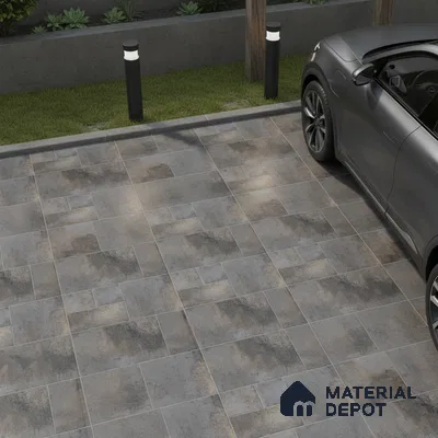 Rustic Floor Tile TL 04783 D Earthen Slate Oxide Brown 16 x 16 inch Vitrified Anti Skid Matte Finish - 12 mm | Suitable for Parking, Terrace, Balcony, Courtyard | Pattern Alignment May Vary | 2-3 mm Spacer is Mandatory (Sample)