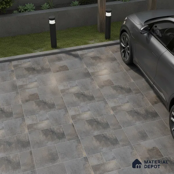 Rustic Floor Tile TL 04783 D Earthen Slate Oxide Brown 16 x 16 inch Vitrified Anti Skid Matte Finish - 12 mm | Suitable for Parking, Terrace, Balcony, Courtyard | Pattern Alignment May Vary | 2-3 mm Spacer is Mandatory (Sample)