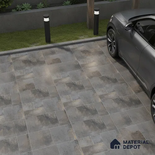Rustic Floor Tile TL 04783 D Earthen Slate Oxide Brown 16 x 16 inch Vitrified Anti Skid Matte Finish - 12 mm | Suitable for Parking, Terrace, Balcony, Courtyard | Pattern Alignment May Vary | 2-3 mm Spacer is Mandatory
