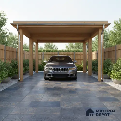 Parking Punch Floor Tile TL 04783 Earthen Slate Grey Slate Rust 16 x 16 inch Vitrified Anti Skid Matte Finish - 12 mm | Suitable for Parking, Terrace, Balcony, Courtyard | Pattern Alignment May Vary | 2-3 mm Spacer is Mandatory