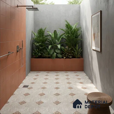 Moroccan Floor Tile TL 04784 B Earthen Slate Hexa Creamy White 16 x 16 inch Vitrified Anti Skid Matte Finish - 12 mm | Suitable for Parking, Terrace, Balcony, Courtyard | Pattern Alignment May Vary | 2-3 mm Spacer is Mandatory (Sample)