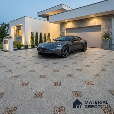Moroccan Floor Tile TL 04784 B Earthen Slate Hexa Creamy White 16 x 16 inch Vitrified Anti Skid Matte Finish - 12 mm | Suitable for Parking, Terrace, Balcony, Courtyard | Pattern Alignment May Vary | 2-3 mm Spacer is Mandatory (Sample)
