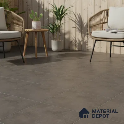Cement Floor Tile TL 04785 B Earthen Slate Rustic Slate 16 x 16 inch Vitrified Anti Skid Matte Finish - 12 mm | Suitable for Parking, Terrace, Balcony, Courtyard (Sample)