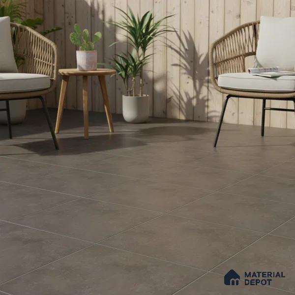 Cement Floor Tile TL 04785 B Earthen Slate Rustic Slate 16 x 16 inch Vitrified Anti Skid Matte Finish - 12 mm | Suitable for Parking, Terrace, Balcony, Courtyard (Sample)