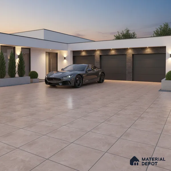 Cement Floor Tile TL 04785 D Earthen Slate Sand Beige 16 x 16 inch Vitrified Anti Skid Matte Finish - 12 mm | Suitable for Parking, Terrace, Balcony, Courtyard (Sample)