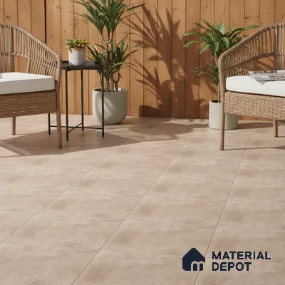 Cement Floor Tile TL 04785 D Earthen Slate Sand Beige 16 x 16 inch Vitrified Anti Skid Matte Finish - 12 mm | Suitable for Parking, Terrace, Balcony, Courtyard (Sample)