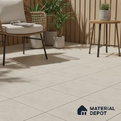 Cement Floor Tile TL 04785 E Earthen Slate Shy Beige 16 x 16 inch Vitrified Anti Skid Matte Finish - 12 mm | Suitable for Parking, Terrace, Balcony, Courtyard (Sample)