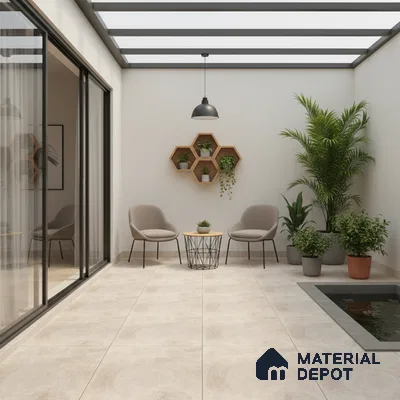 Cement Floor Tile TL 04785 E Earthen Slate Shy Beige 16 x 16 inch Vitrified Anti Skid Matte Finish - 12 mm | Suitable for Parking, Terrace, Balcony, Courtyard (Sample)