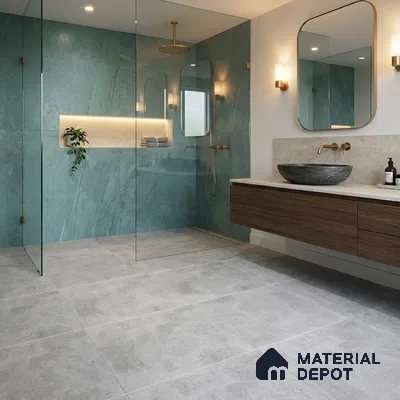Cement Floor Tile TL 04785 F Earthen Slate Eris Gray 16 x 16 inch Vitrified Anti Skid Matte Finish - 12 mm | Suitable for Parking, Terrace, Balcony, Courtyard | Pattern Alignment May Vary | 2-3 mm Spacer is Mandatory
