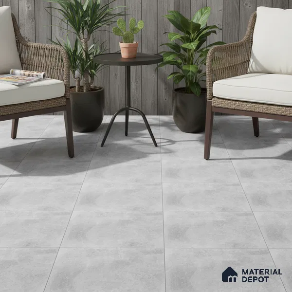 Cement Floor Tile TL 04785 F Earthen Slate Eris Gray 16 x 16 inch Vitrified Anti Skid Matte Finish - 12 mm | Suitable for Parking, Terrace, Balcony, Courtyard | Pattern Alignment May Vary | 2-3 mm Spacer is Mandatory