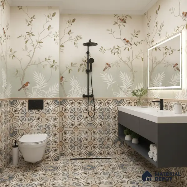 Moroccan Tile TL 04786 Zellige Casablanca Fleur Multi Colour 1 ft x 1 ft Vitrified Matte Finish - 11 mm | Suitable for Kitchen, Bathroom, Balcony Floor & Wall | Please Expect a Slight Variation of Pattern