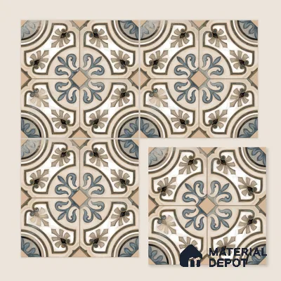 Moroccan Tile TL 04786 Zellige Casablanca Fleur Multi Colour 1 ft x 1 ft Porcelain Matte Finish - 11 mm | Suitable For Kitchen, Bathroom, Balcony | Please Expect a Slight Variation of Pattern