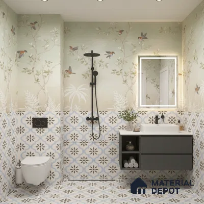 Moroccan Tile TL 04787 Zellige Atlas Petal Multi Colour 1 ft x 1 ft Vitrified Matte Finish - 11 mm | Suitable for Kitchen, Bathroom, Balcony Floor & Wall | Please Expect a Slight Variation of Pattern (Sample)