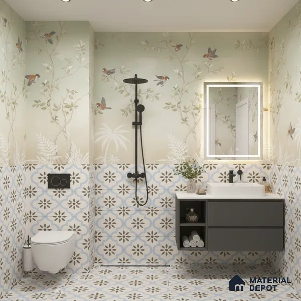 Moroccan Tile TL 04787 Zellige Atlas Petal Multi Colour 1 ft x 1 ft Vitrified Matte Finish - 11 mm | Suitable for Kitchen, Bathroom, Balcony Floor & Wall | Please Expect a Slight Variation of Pattern (Sample)