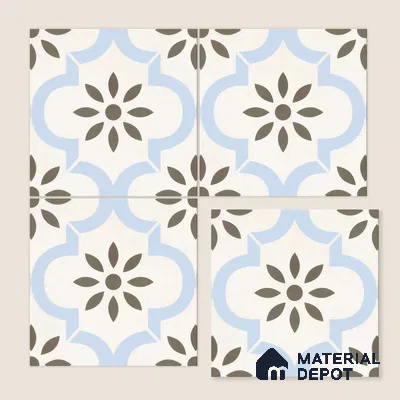 Moroccan Tile TL 04787 Zellige Atlas Petal Multi Colour 1 ft x 1 ft Porcelain Matte Finish - 11 mm | Suitable For Kitchen, Bathroom, Entryway | Please Expect a Slight Variation of Pattern