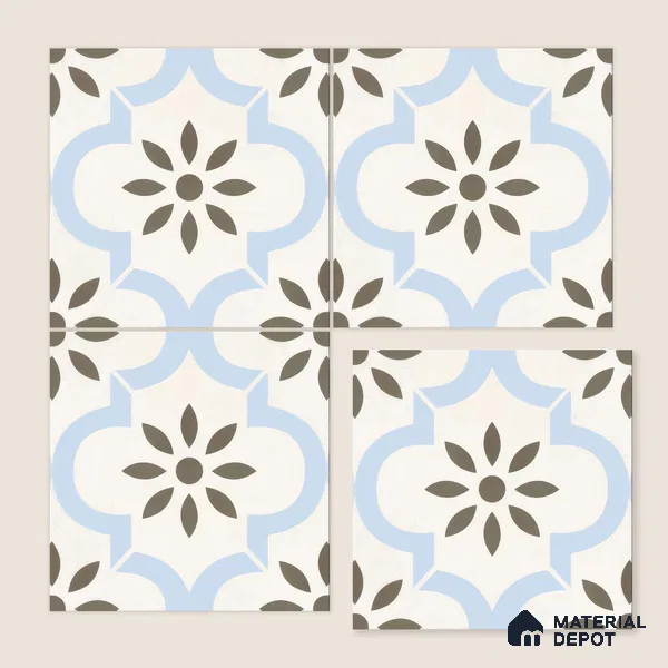 Moroccan Tile TL 04787 Zellige Atlas Petal Multi Colour 1 ft x 1 ft Porcelain Matte Finish - 11 mm | Suitable For Kitchen, Bathroom, Entryway | Please Expect a Slight Variation of Pattern