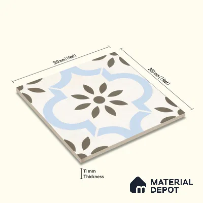 Moroccan Tile TL 04787 Zellige Atlas Petal Multi Colour 1 ft x 1 ft Porcelain Matte Finish - 11 mm | Suitable For Kitchen, Bathroom, Entryway | Please Expect a Slight Variation of Pattern