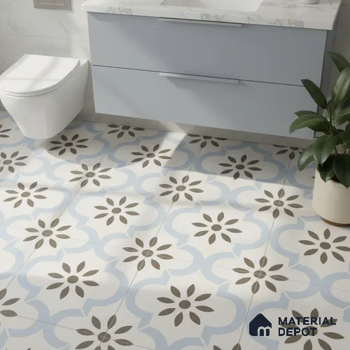 Moroccan Tile TL 04787 Zellige Atlas Petal Multi Colour 1 ft x 1 ft Porcelain Matte Finish - 11 mm | Suitable For Kitchen, Bathroom, Entryway | Please Expect a Slight Variation of Pattern