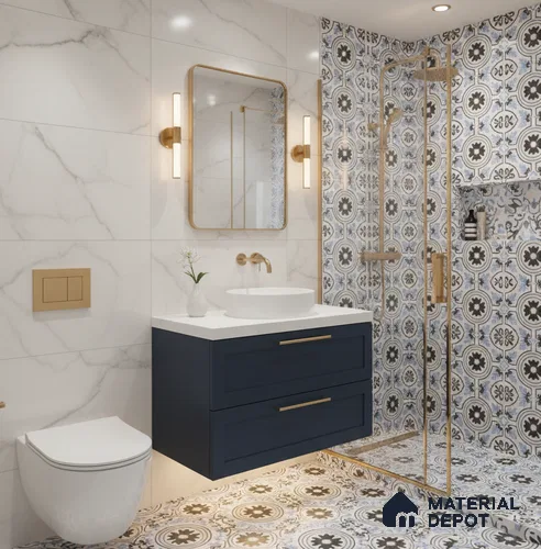Moroccan Tile TL 04788 Zellige Fez Garden Multi Colour 1 ft x 1 ft Porcelain Matte Finish - 11 mm | Suitable for Kitchen, Bathroom, Balcony | Please Expect a Slight Variation of Pattern