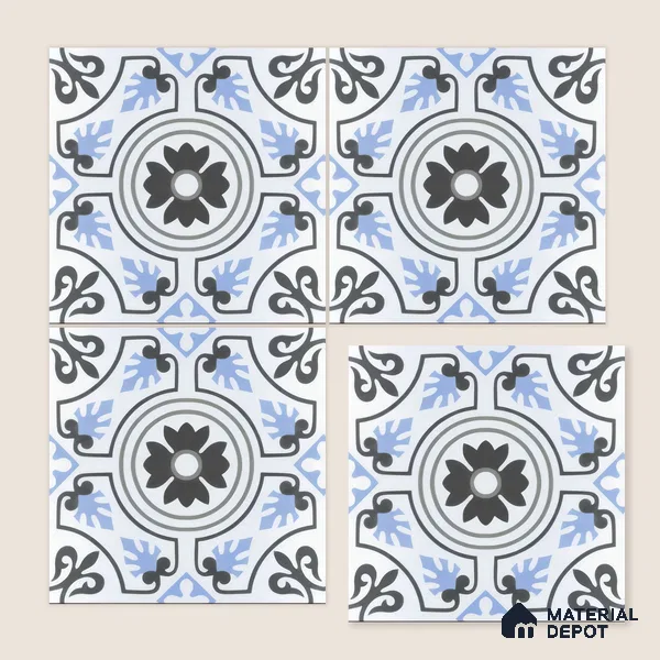 Moroccan Tile TL 04788 Zellige Fez Garden Multi Colour 1 ft x 1 ft Porcelain Matte Finish - 11 mm | Suitable for Kitchen, Bathroom, Balcony | Please Expect a Slight Variation of Pattern