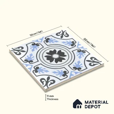 Moroccan Tile TL 04788 Zellige Fez Garden Multi Colour 1 ft x 1 ft Porcelain Matte Finish - 11 mm | Suitable for Kitchen, Bathroom, Balcony | Please Expect a Slight Variation of Pattern