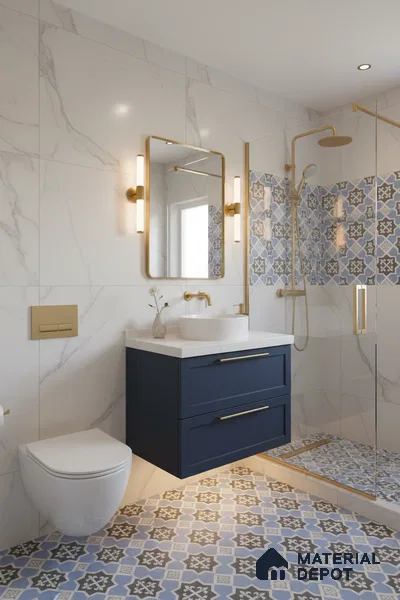 Moroccan Tile TL 04789 Zellige Blue Dallas Multi Colour 1 ft x 1 ft Vitrified Matte Finish - 11 mm | Suitable for Kitchen, Bathroom, Balcony Floor & Wall | Please Expect a Slight Variation of Pattern