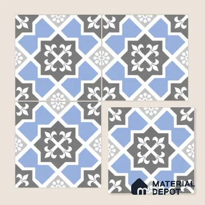 Moroccan Tile TL 04789 Zellige Blue Dallas Multi Colour 1 ft x 1 ft Porcelain Matte Finish - 11 mm | Suitable for Kitchen, Bathroom, Balcony | Please Expect a Slight Variation of Pattern