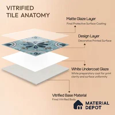 Moroccan Floor & Wall Tile TL 04793 Zellige Blue Floral Multi Colour 1 ft x 1 ft Porcelain Matte Finish - 11 mm | Suitable for Kitchen, Bathroom, Balcony | Please Expect a Slight Variation of Pattern