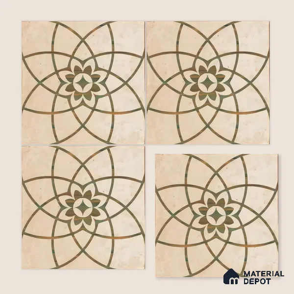 Moroccan Floor & Wall Tile TL 04794 B Zellige Kent Decor Beige 1 ft x 1 ft Porcelain Matte Finish - 11 mm | Random Design | Suitable for Kitchen, Bathroom, Balcony | Please Expect a Slight Variation of Pattern