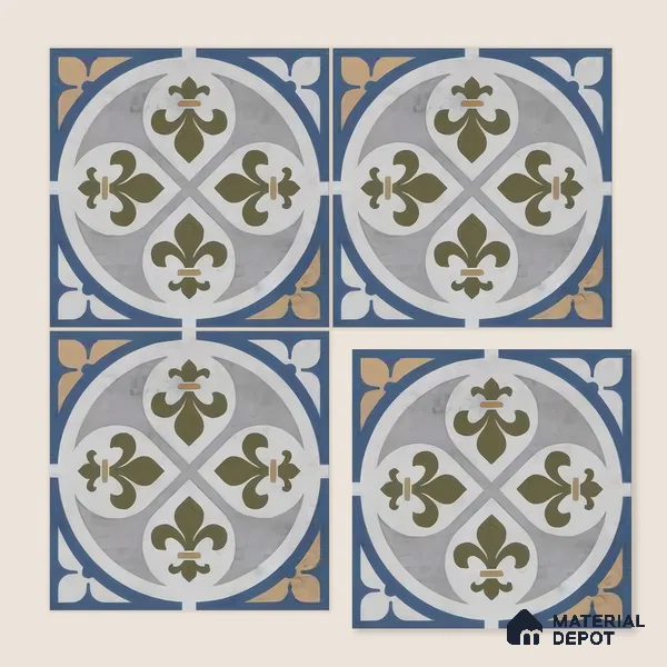 Moroccan Floor & Wall Tile TL 04797 B Zellige Grey Plano Decor Multi Colour 1 ft x 1 ft Porcelain Matte Finish - 11 mm | Suitable for Kitchen, Bathroom, Balcony | Please Expect a Slight Variation of Pattern