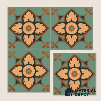 Moroccan Floor & Wall Tile TL 04798 Zellige Deep Emerald Green Multi Colour 1 ft x 1 ft Porcelain Matte Finish - 11 mm | Suitable for Kitchen, Bathroom, Balcony | Please Expect a Slight Variation of Pattern