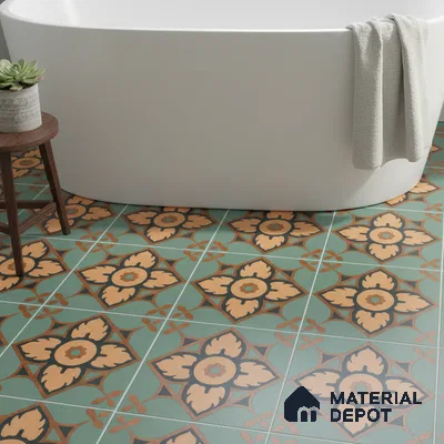 Moroccan Tile TL 04798 Zellige Deep Emerald Green Multi Colour 1 ft x 1 ft Vitrified Matte Finish - 11 mm | Suitable for Kitchen, Bathroom, Balcony Floor & Wall | Please Expect a Slight Variation of Pattern (Sample)