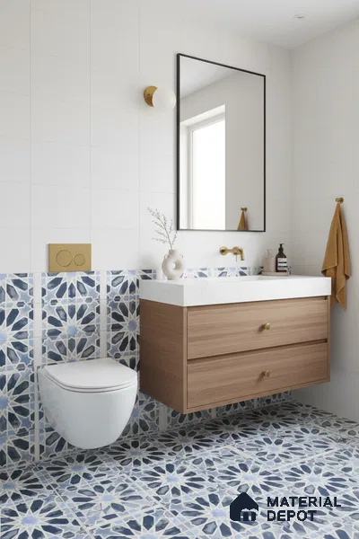 Moroccan Wall & Floor Tile TL 04799 Zellige Blue Crystal Salta Multi Colour 1 ft x 1 ft Vitrified Matte Finish - 11 mm | Suitable for Kitchen, Bathroom, Balcony | Please Expect a Slight Variation of Pattern