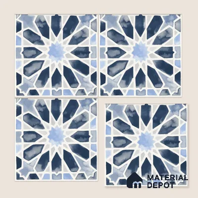 Moroccan Wall & Floor Tile TL 04799 Zellige Blue Crystal Salta Multi Colour 1 ft x 1 ft Porcelain Matte Finish - 11 mm | Suitable for Kitchen, Bathroom, Balcony | Please Expect a Slight Variation of Pattern