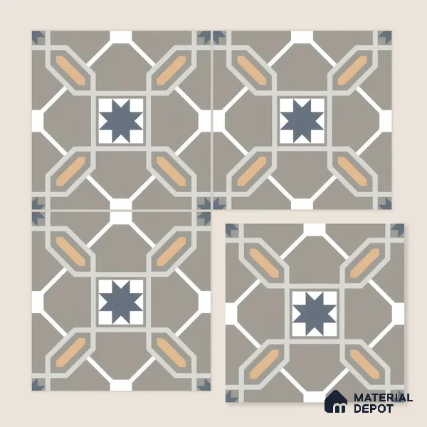 Moroccan Wall & Floor Tile TL 04800 Zellige Beige Torrence Multi Colour 1 ft x 1 ft Porcelain Matte Finish - 11 mm | Suitable for Kitchen, Bathroom, Balcony | Please Expect a Slight Variation of Pattern