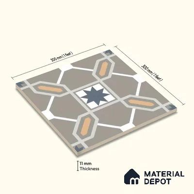 Moroccan Wall & Floor Tile TL 04800 Zellige Beige Torrence Multi Colour 1 ft x 1 ft Porcelain Matte Finish - 11 mm | Suitable for Kitchen, Bathroom, Balcony | Please Expect a Slight Variation of Pattern