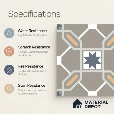 Moroccan Wall & Floor Tile TL 04800 Zellige Beige Torrence Multi Colour 1 ft x 1 ft Porcelain Matte Finish - 11 mm | Suitable for Kitchen, Bathroom, Balcony | Please Expect a Slight Variation of Pattern